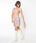 A-line Sleeveless Above the Knee Cutout Scoop Neck General Print Dress