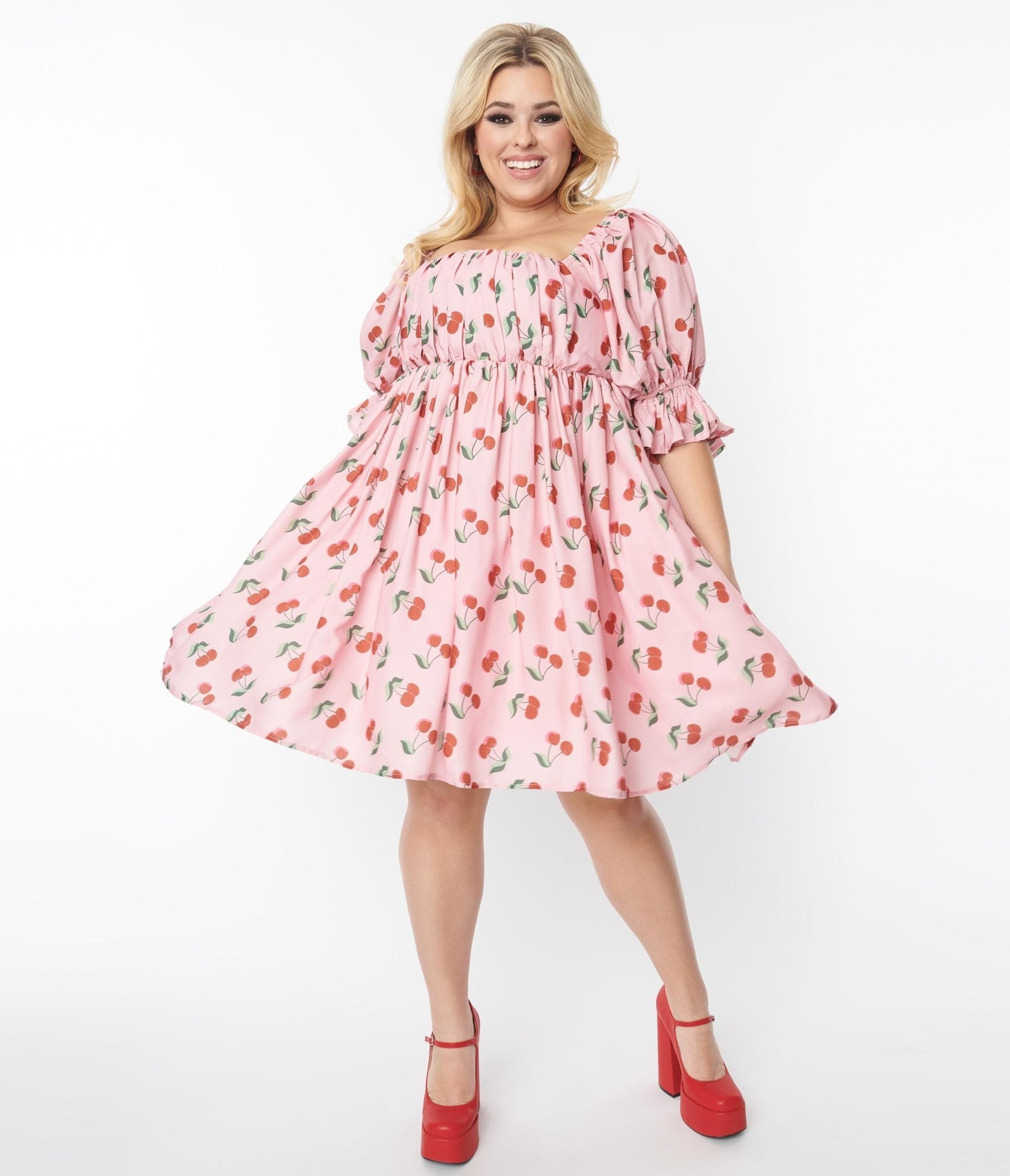 

Smak Parlour Plus Size Pink & Cherries Love Interest Babydoll Dress