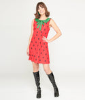 Shift Sleeveless Collared Self Tie Back Zipper Dress With a Bow(s)