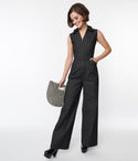 Denim Fitted Front Zipper Collared Jumpsuit