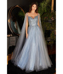 Sophisticated A-line Sweetheart Floor Length Open-Back Sequined Sheer Off the Shoulder Prom Dress with a Brush/Sweep Train