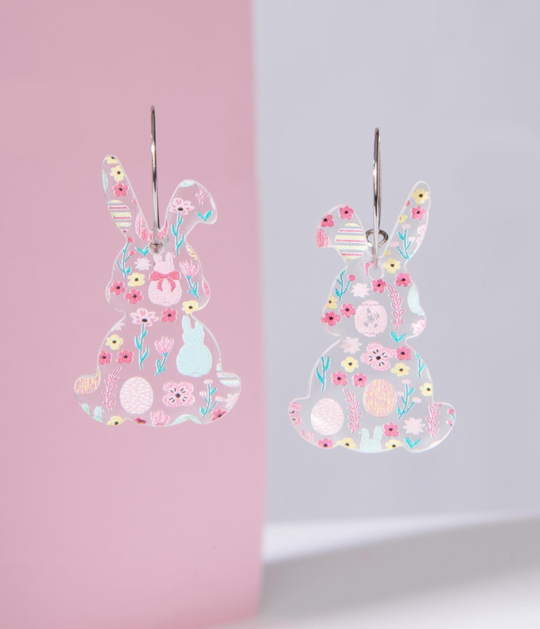 

Spring Floral Bunny Hoop Earrings