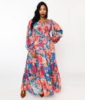 Sophisticated Floral Print Smocked Tiered Maxi Dress