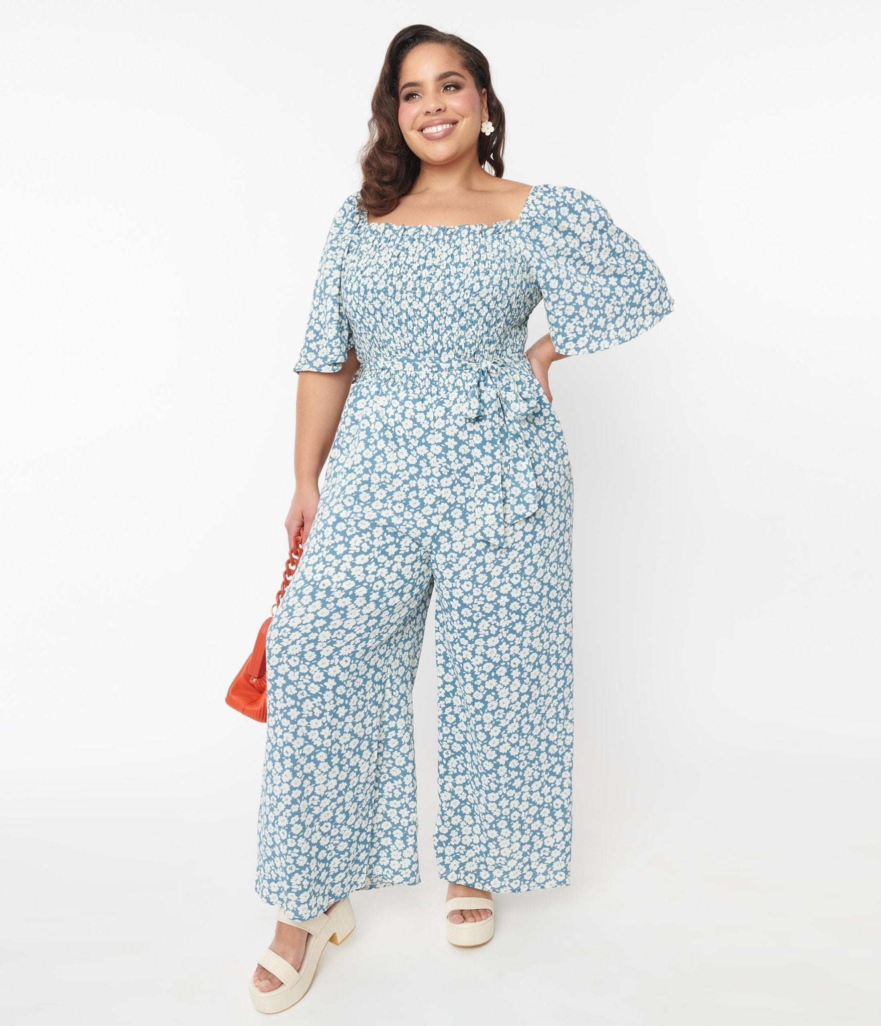 

Teal Floral Palazzo Jumpsuit
