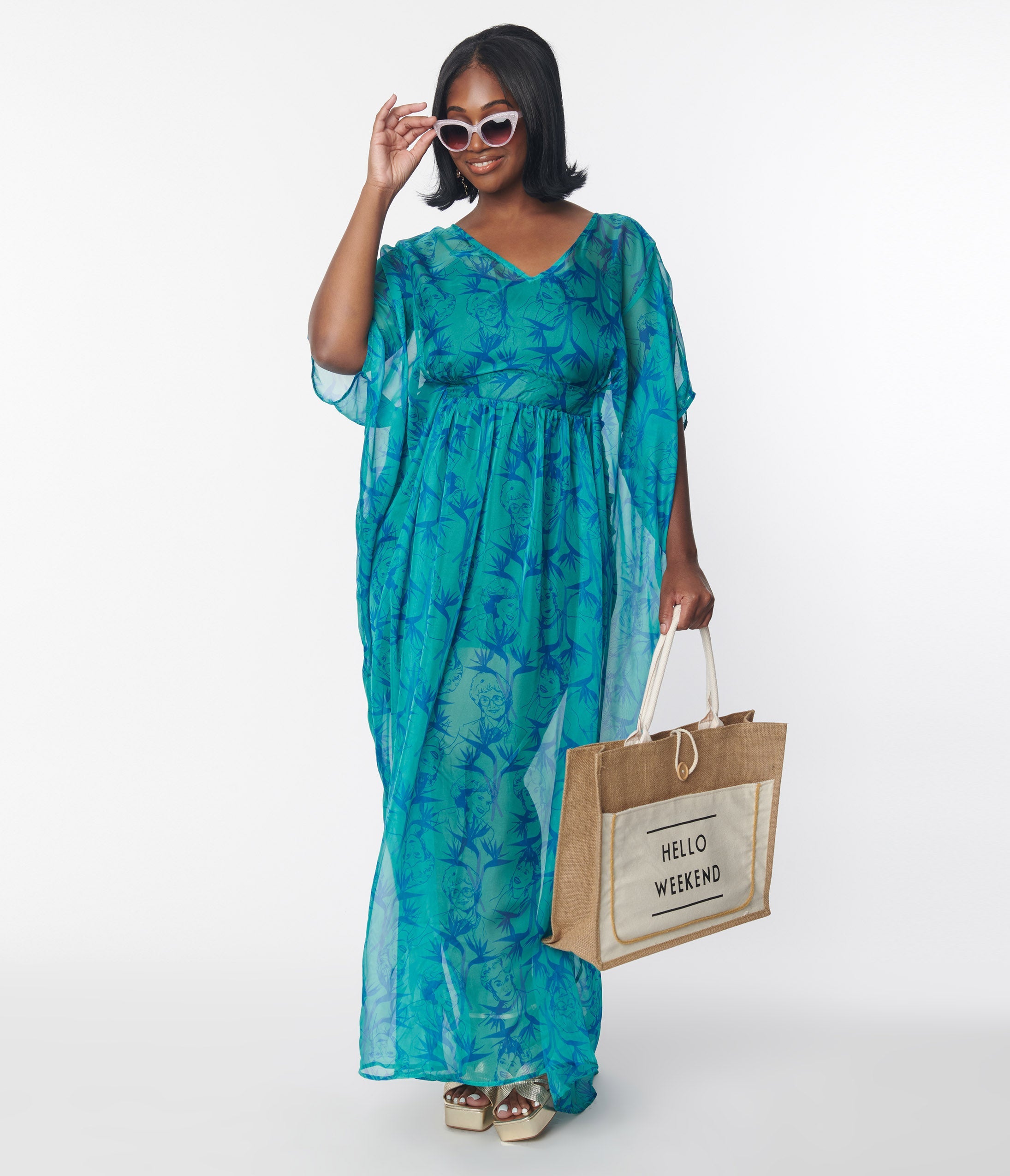 70s Dresses – Disco Dress, Hippie Dress, Caftan Dress Unique Vintage Plus Size All Over Print Burton Caftan $88.00 AT vintagedancer.com