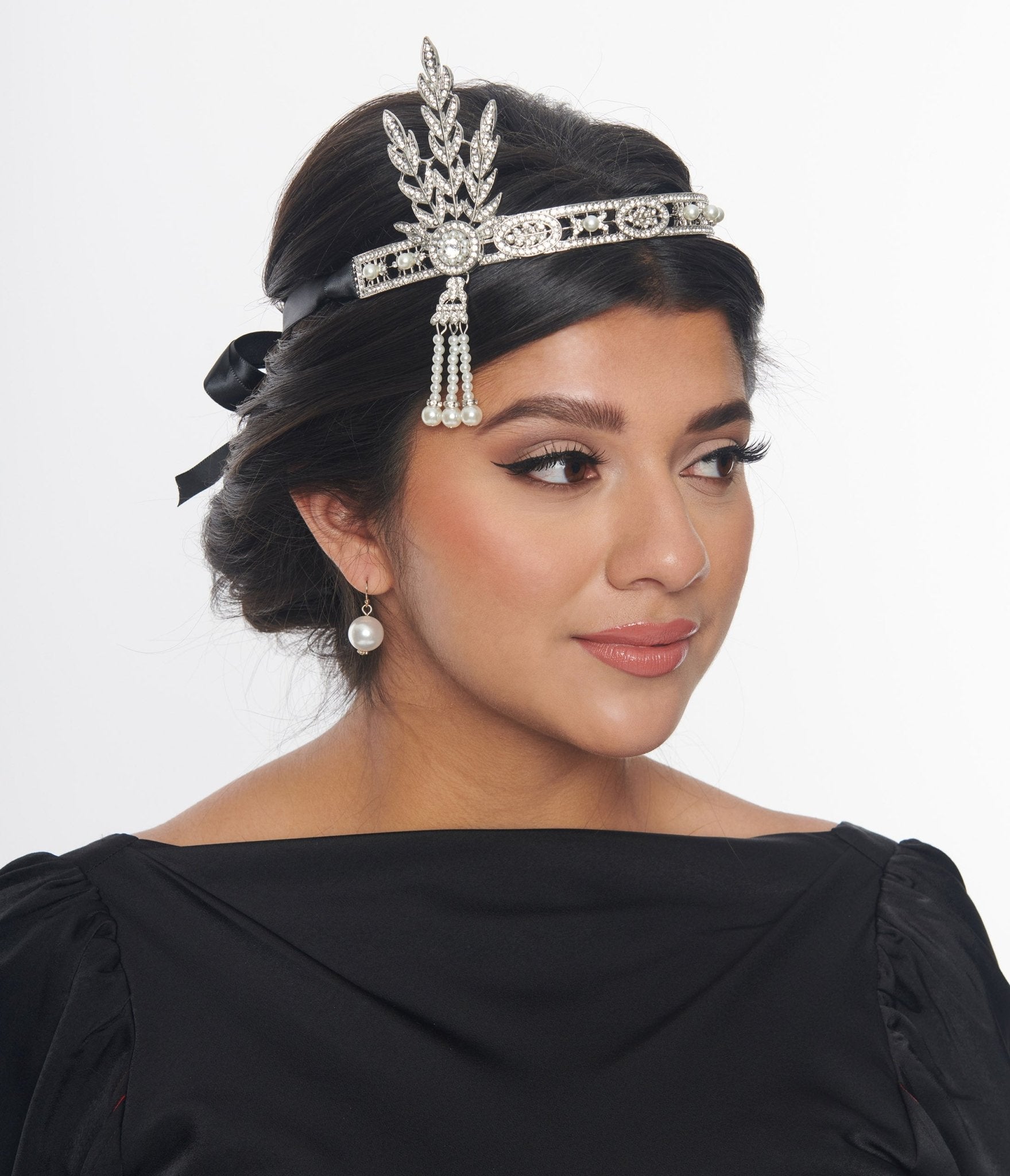 

The Great Gatsby X Unique Vintage Black & Silver Rhinestone Flapper Headpiece