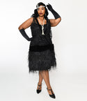 Plus Size V-neck Sleeveless Velvet Sheer Sequined Button Closure Mesh Tiered Beaded Dress With a Bow(s)