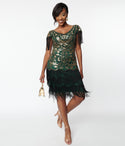 Fitted Sequined Tiered Vintage Mesh Cap Sleeves Dress