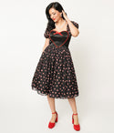 Satin Sweetheart Applique Swing-Skirt Dress