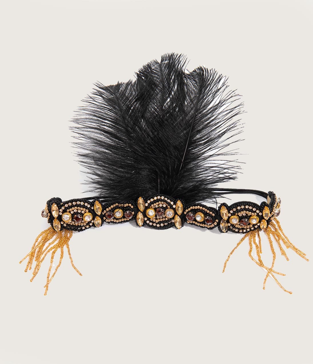 20s Gladys Coque Feather Headband in Black