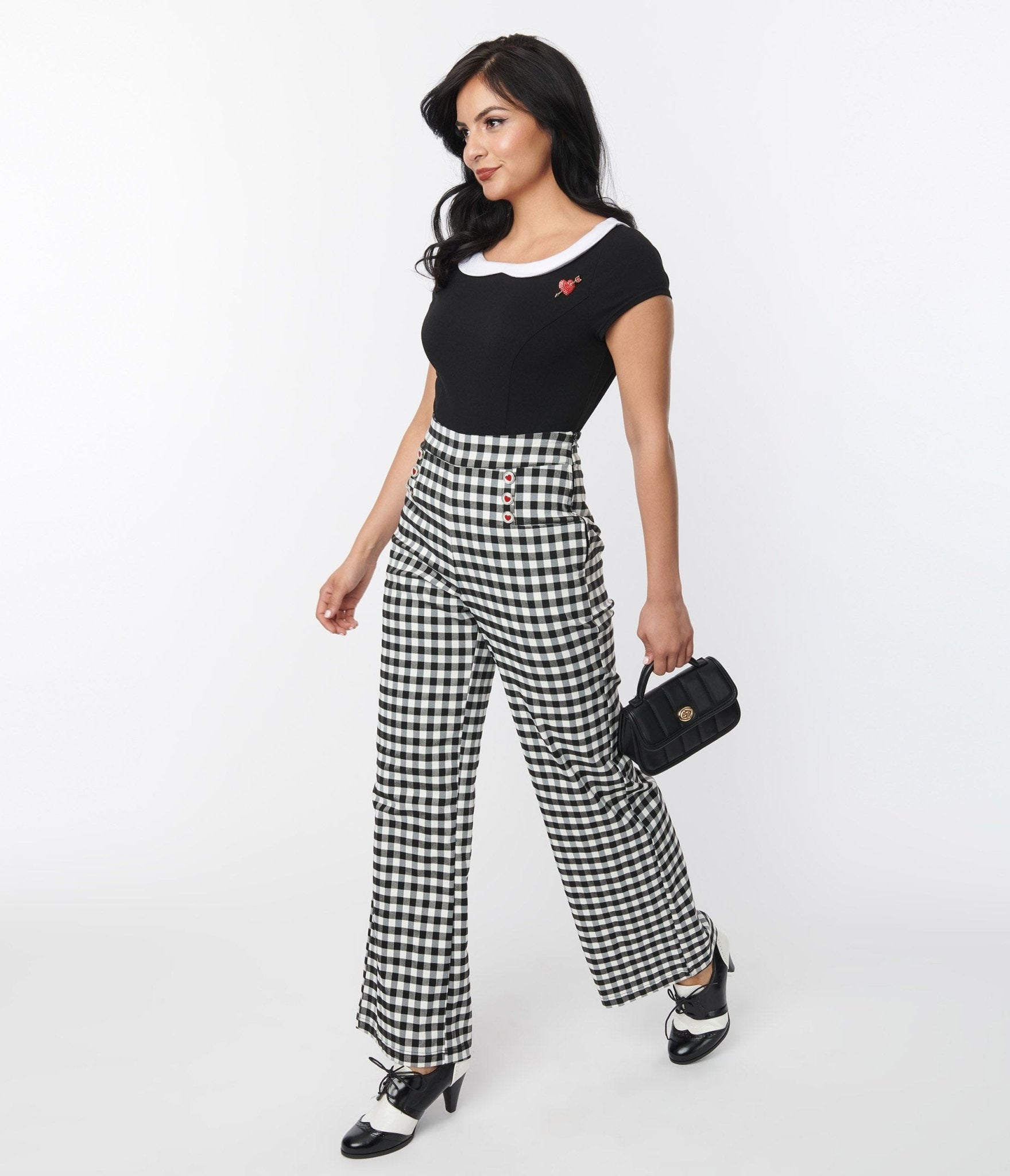 

Unique Vintage 1940S Black Gingham Ginger Pants