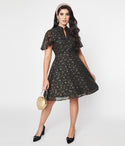 Flutter Short Sleeves Sleeves Fit-and-Flare Button Front Fitted Dress