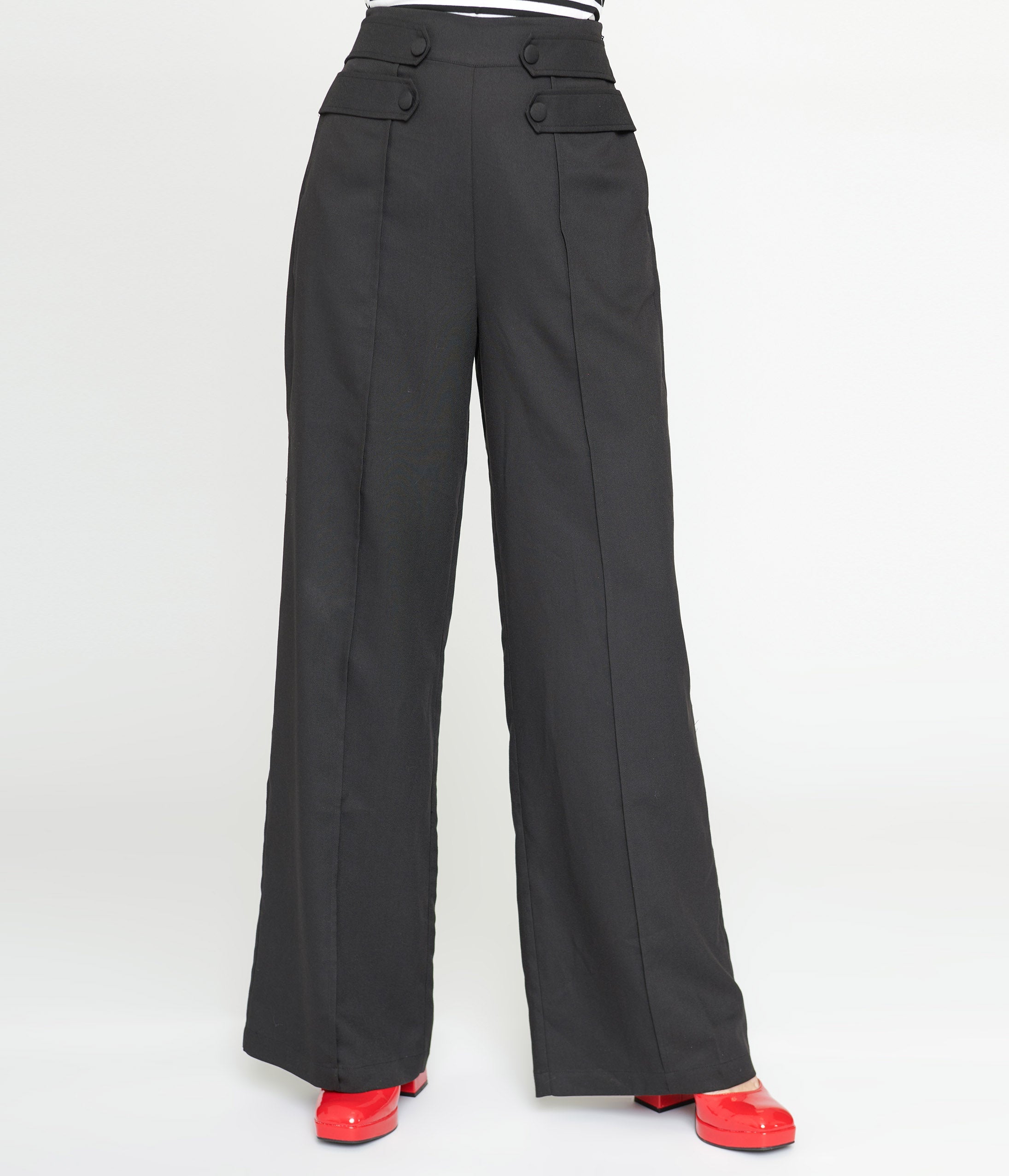 Unique Vintage 1940s Solid Black High Waist Pants