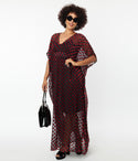 Dots Print Sheer Chiffon Kaftan