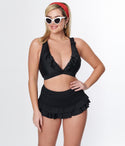 Ruffle Halter Swim Top