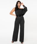 Tall Long Sleeves Off the Shoulder Sleeveless Elasticized Waistline Vintage Asymmetric Keyhole Party Dress/Jumpsuit