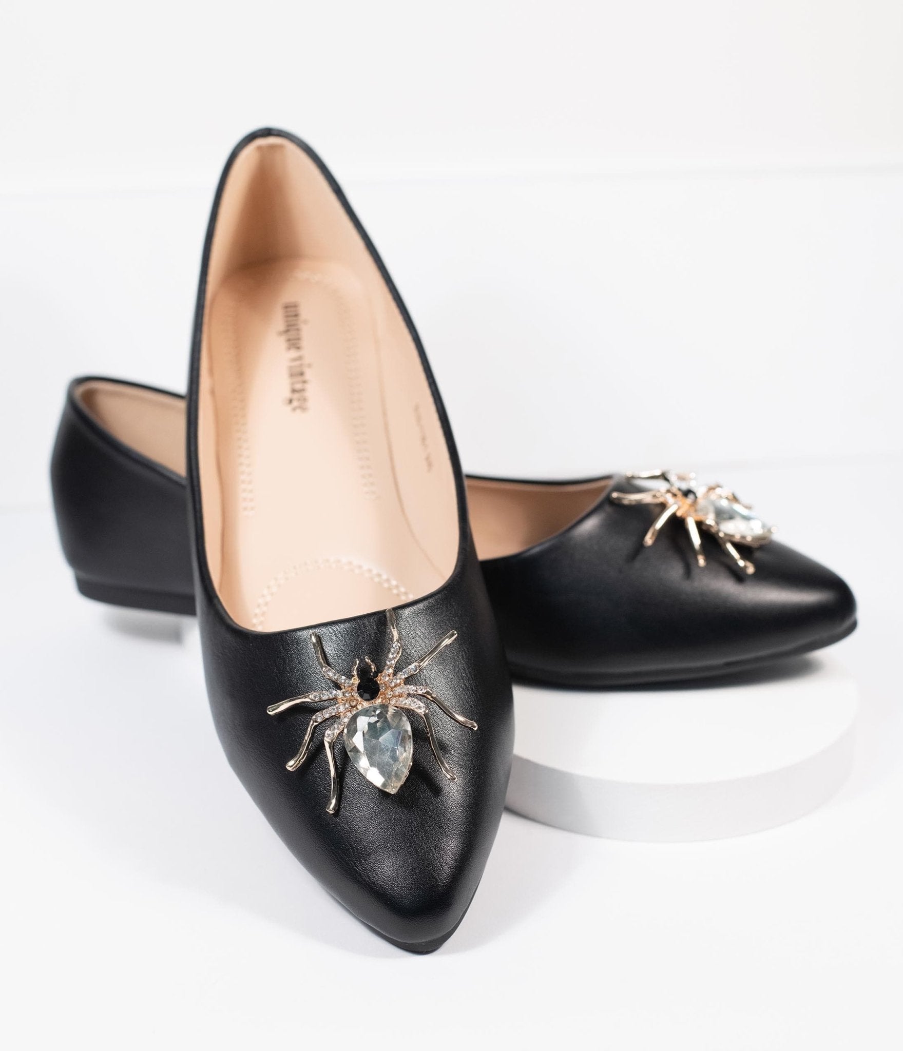 

Unique Vintage Black Spider Evie Flats