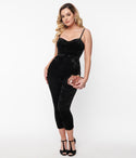 Belted Fitted Pocketed Velvet Spaghetti Strap Jumpsuit