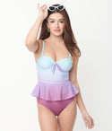 & Purple Ombre Peplum Solana Tankini Swim Top