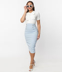 & White Gingham Sailor Sierra Pencil Skirt