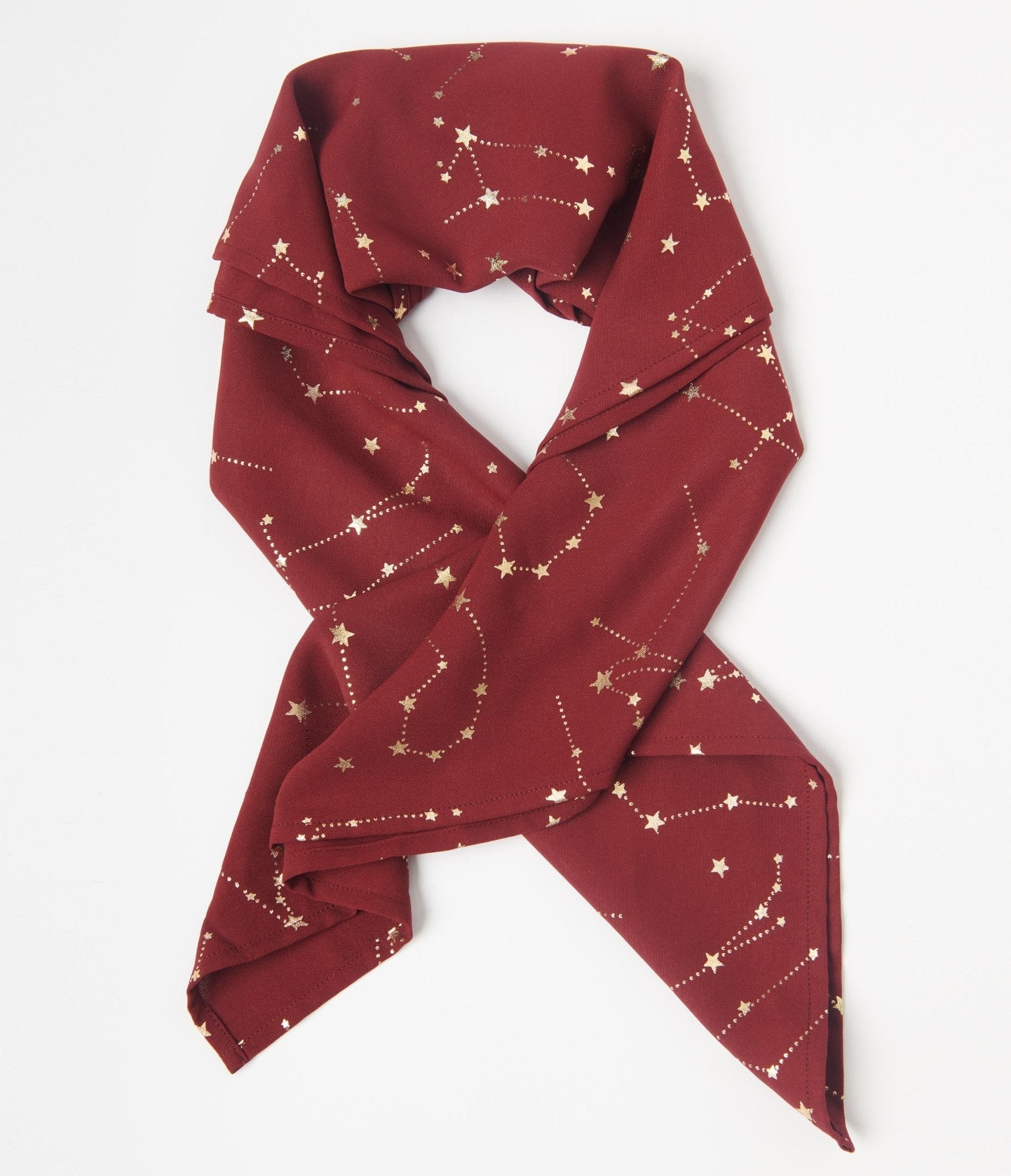 

Unique Vintage Burgundy & Gold Constellation Hair Scarf