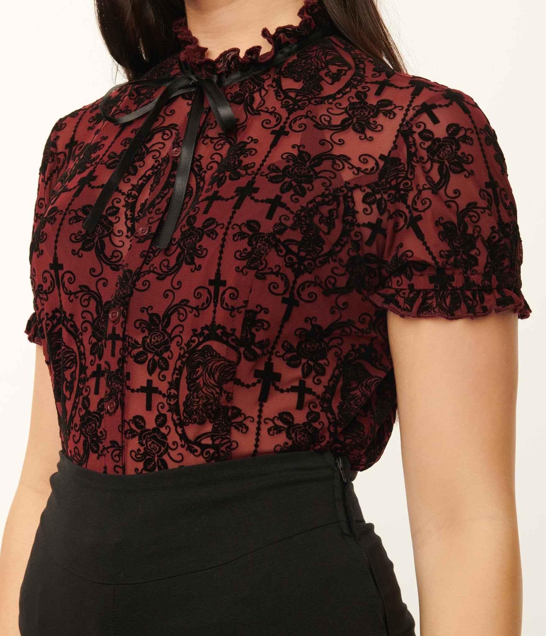 Retro & Vintage Unique Vintage Black Lace Addison Blouse | Unique