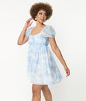 Cloud Print Belle Babydoll Dress