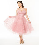 Swing-Skirt Tulle Spaghetti Strap Mesh Back Zipper Fitted Glittering Dress