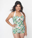 Monstera Print Pismo Romper Swimsuit