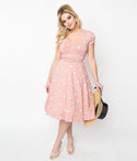 Swing-Skirt Floral Print Off the Shoulder Bardot Neck Sweetheart Back Zipper Vintage Belted Dress