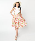 Floral Print Crepe Self Tie Pocketed Button Front Fitted Swing-Skirt Dress With a Bow(s)