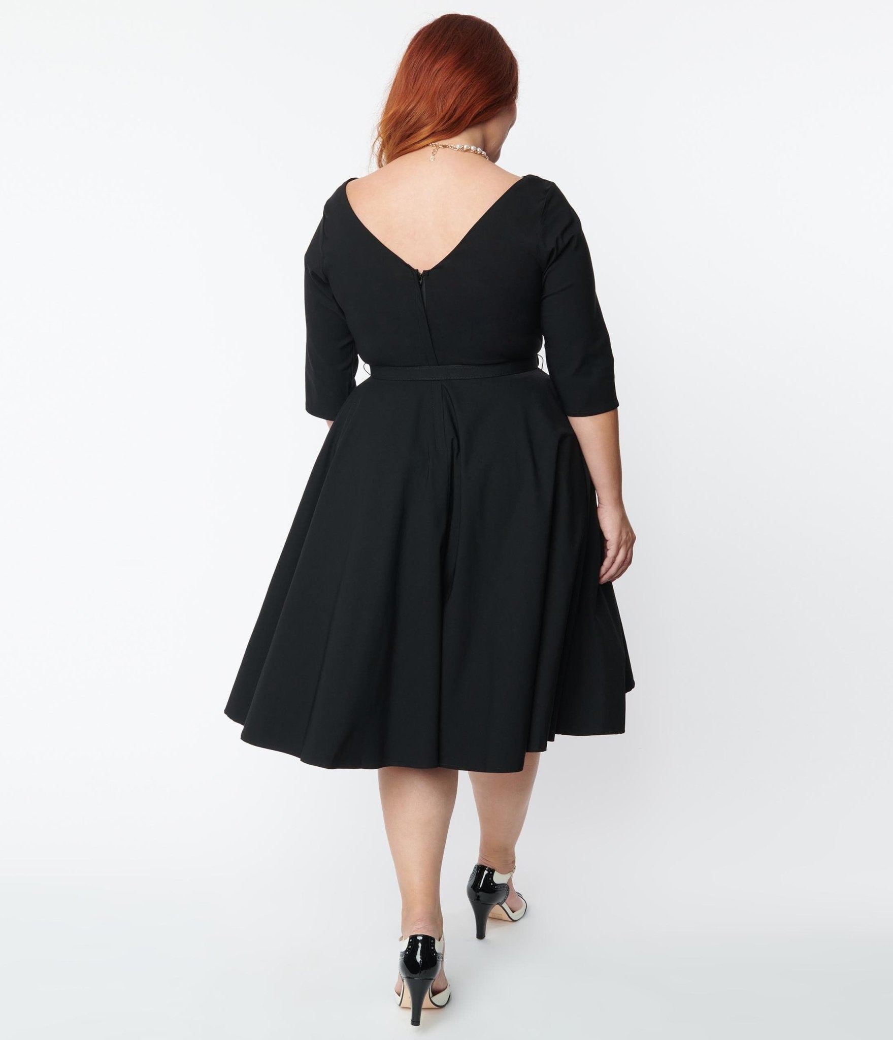 Unique Vintage Plus Size Black & Multi Butterfly Print Swing Dress