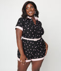 Plus Size Fitted Button Front Belted Romper