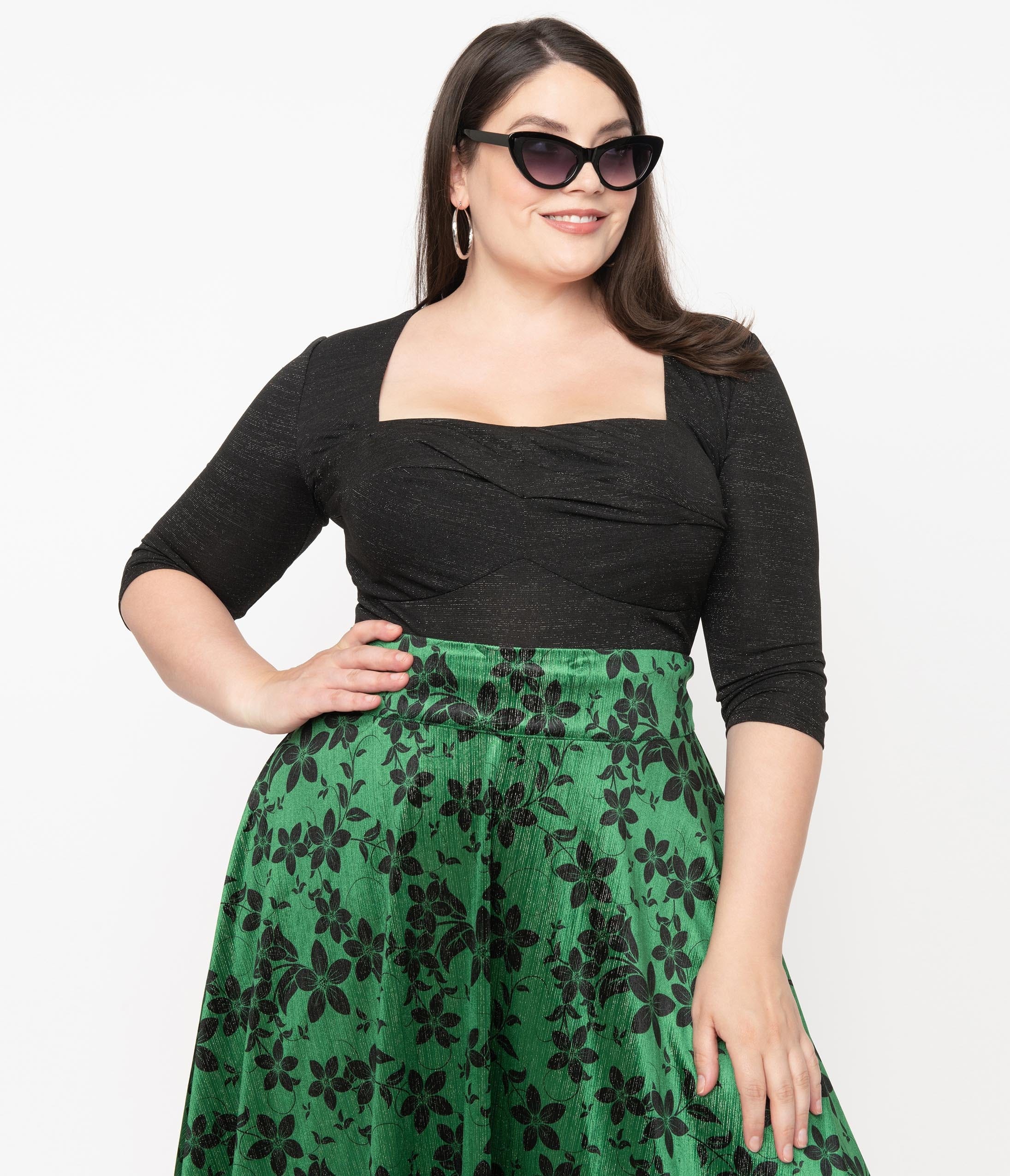 

Unique Vintage Plus Size Black Sparkle Davies Top