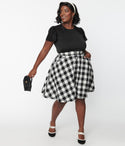 Plus Black & Gingham Swing Skirt