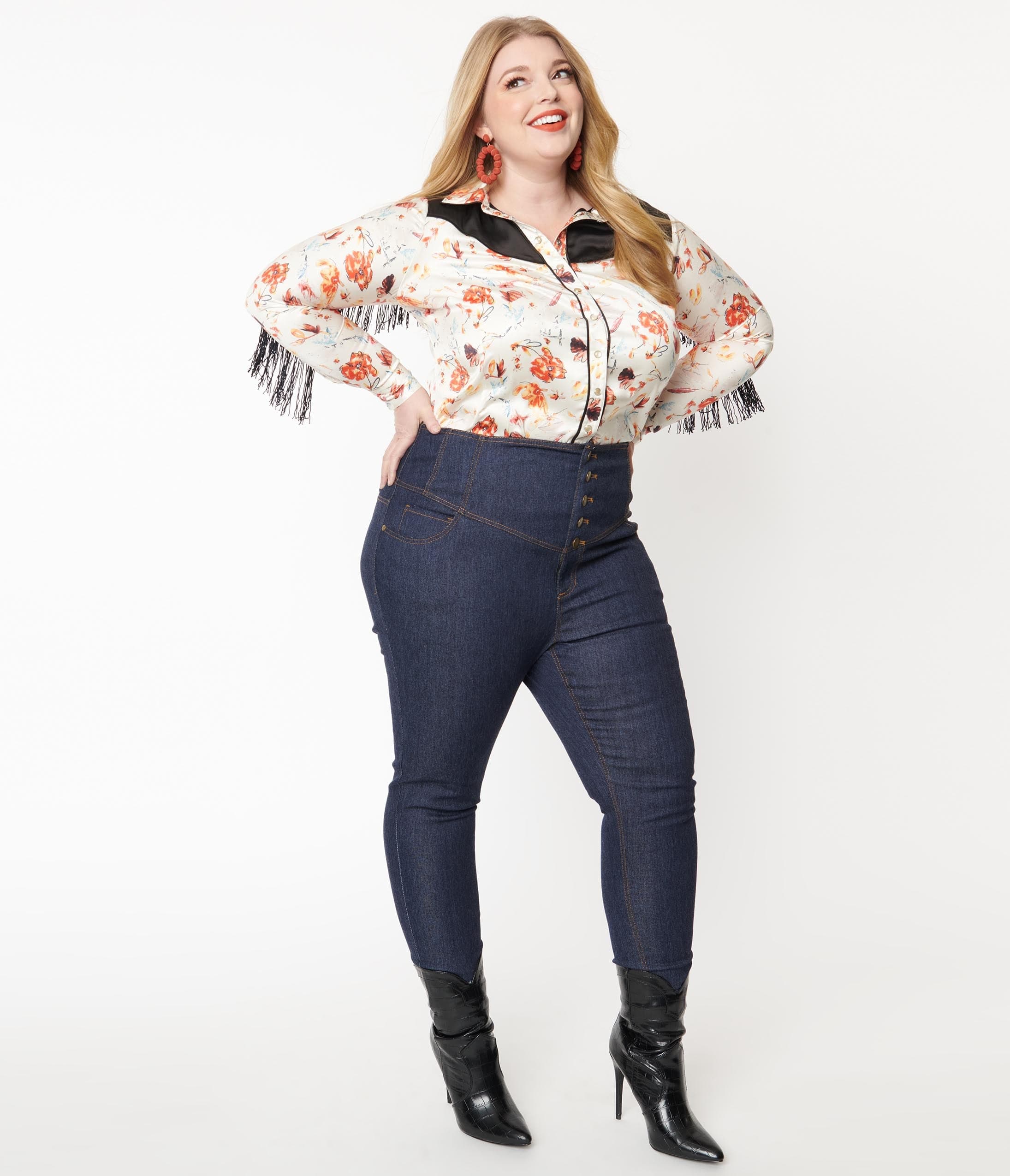 

Unique Vintage Plus Size Blue Denim Skinny Jeans