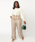 Plus 1940s & Ivory Plaid Wide Cuff Pants