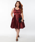 Plus Size Sweetheart Satin Fitted Lace-Up Corset Waistline Dress