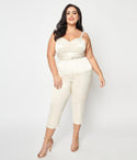 Plus Size Spaghetti Strap Satin Belted Fitted Back Zipper Wedding Dress/Jumpsuit