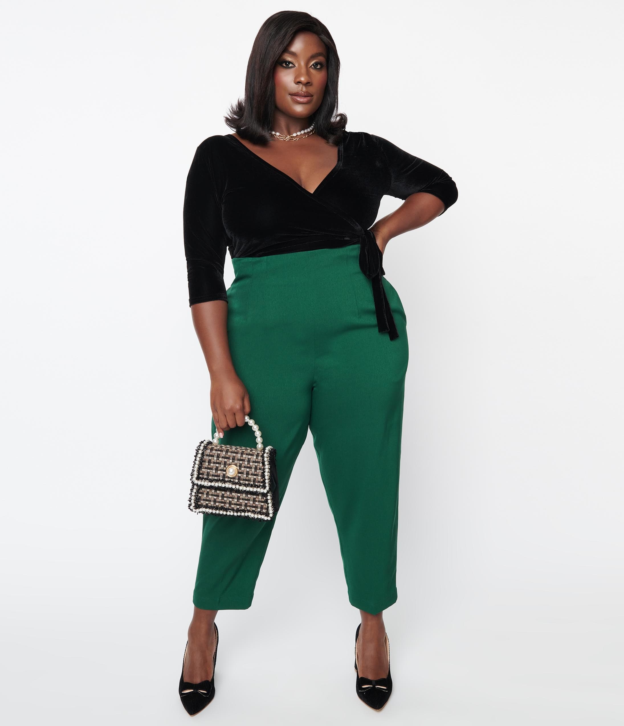 

Unique Vintage Plus Size 1930S Emerald Front Pleat Pants