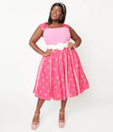 Plus Size Swing-Skirt Square Neck Striped Print Dress
