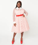 Plus Size Belted Vintage Pocketed Swing-Skirt Dress