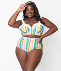 Plus Rainbow Striped Cape May Swim Bottoms