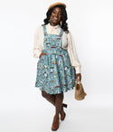 Plus Sage & Mushroom Print Brionne Pinafore Skirt