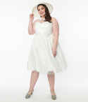 Plus Size Satin General Print Swing-Skirt Back Zipper Belted Fitted Mesh Pocketed Button Closure Wedding Dress