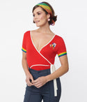 1970s & Rainbow Skate Surplice Bodysuit