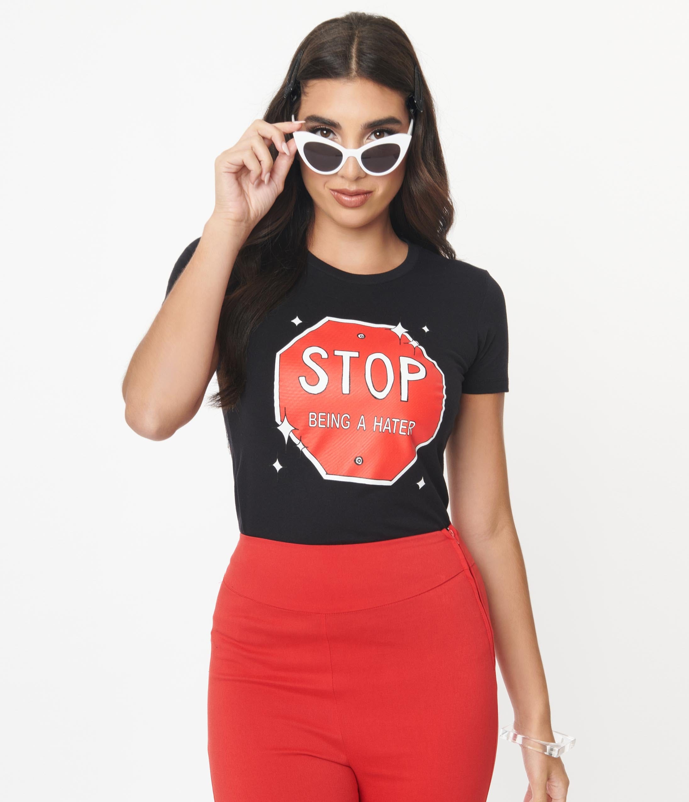 

Unique Vintage Stop Sign Hater Fitted Graphic Tee