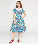 General Print Crepe Swing-Skirt Short Sleeves Sleeves Pocketed Dress