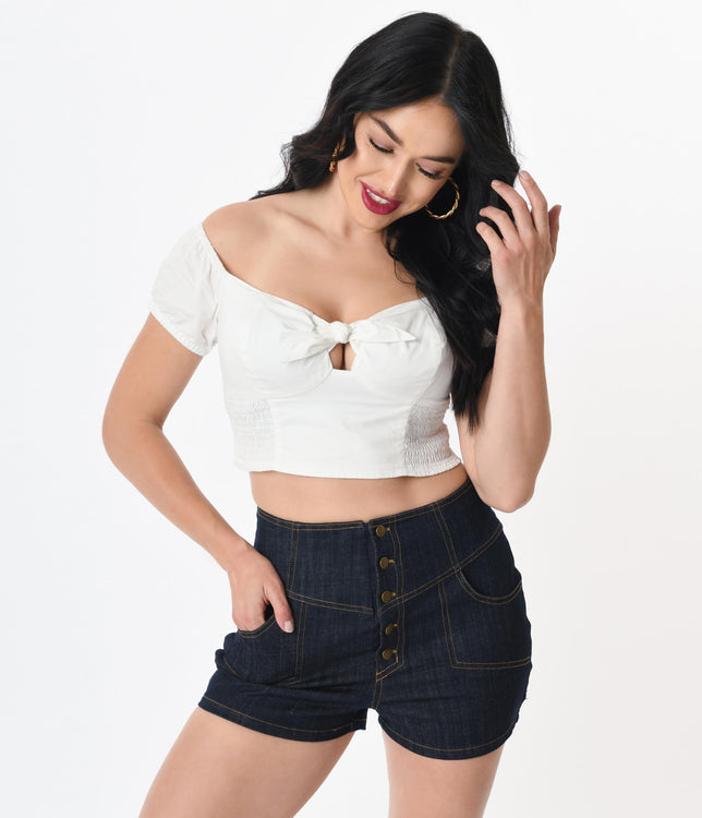 Unique Vintage Denim Main Squeeze Crop Top