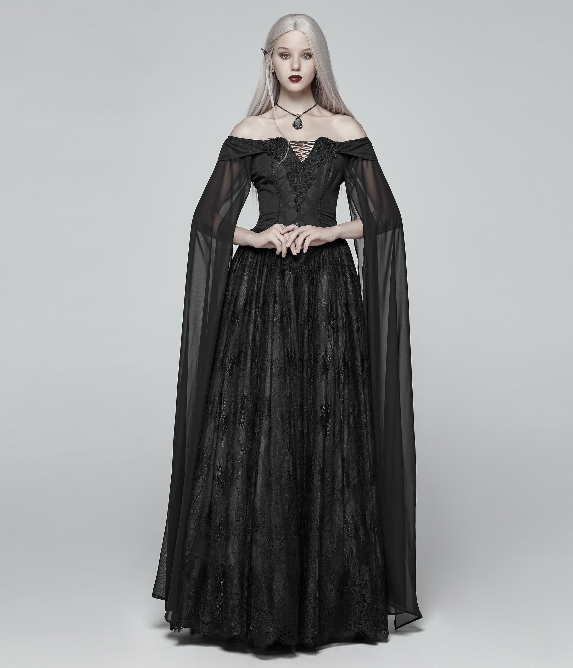 

Vintage Style Black Gothic Victorian Long Gown